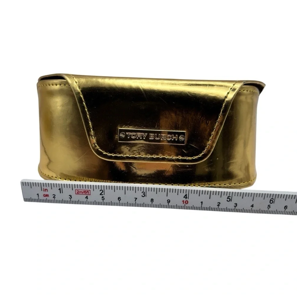 Tory Burch Gold Glasses Case with Sleek Minimalist Design